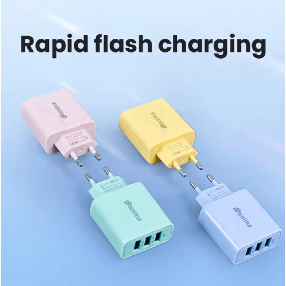 Macaron Color EU 3 Port USB Wall Charger Universal Travel Adapter 0