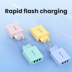 macaron color eu 3 port usb wall charger universal travel adapter