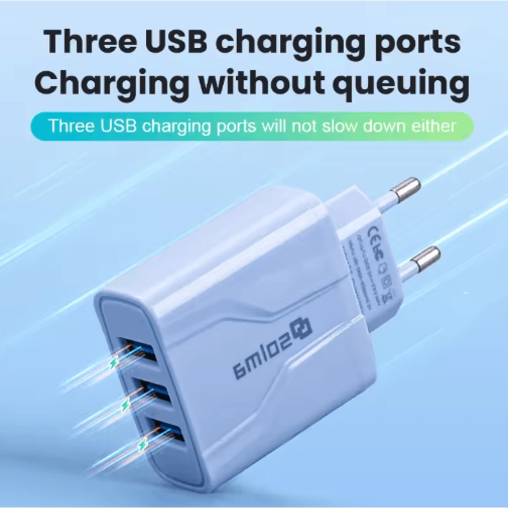 Macaron Color EU 3 Port USB Wall Charger Universal Travel Adapter 4