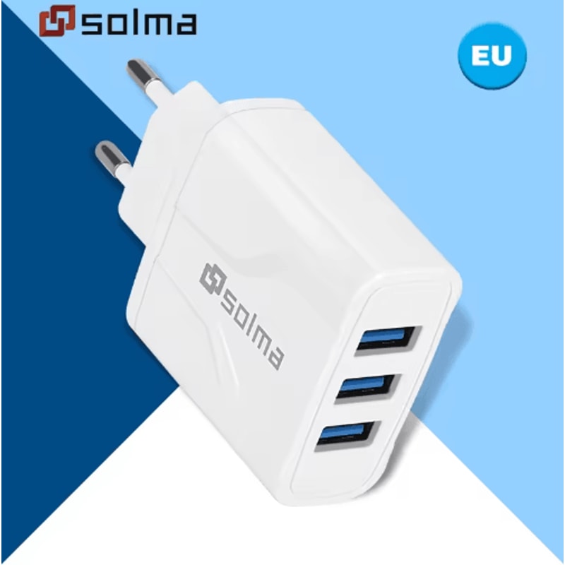 Universal 3 Port USB Travel Charger With EU US UK Plug 2