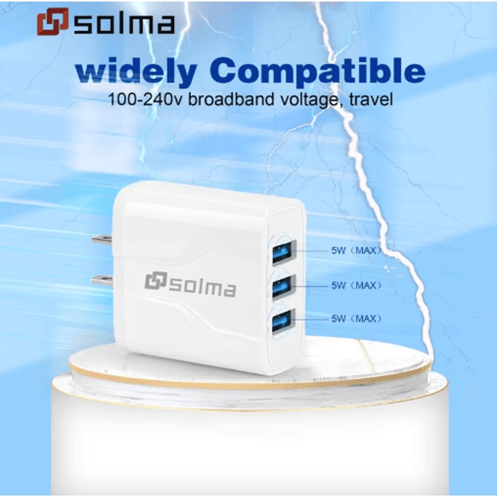 Universal 3 Port USB Travel Charger With EU US UK Plug 7