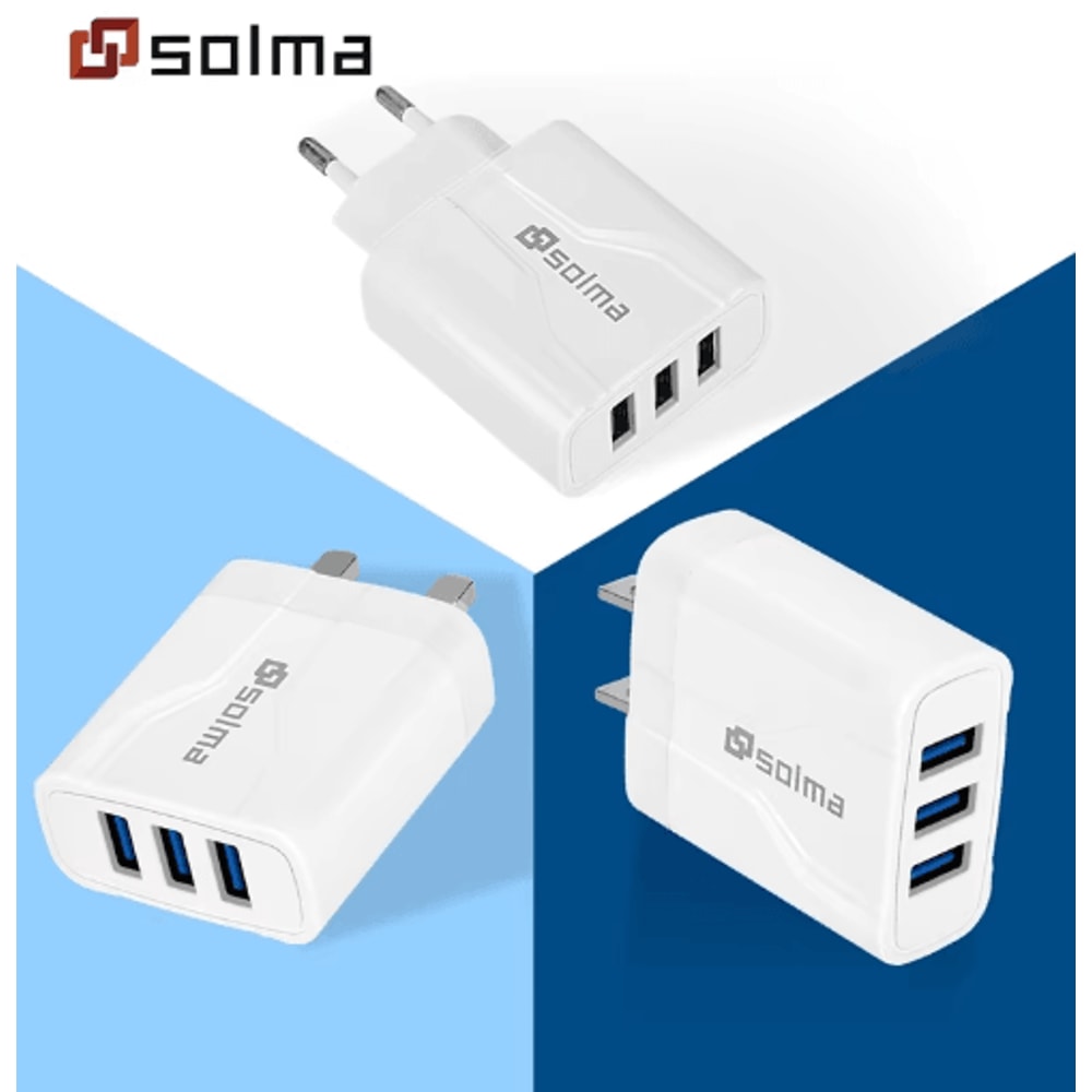 Universal 3 Port USB Travel Charger With EU US UK Plug 0