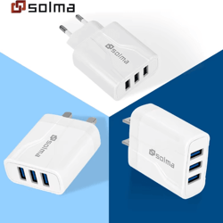 universal 3 port usb travel charger with eu us uk plug