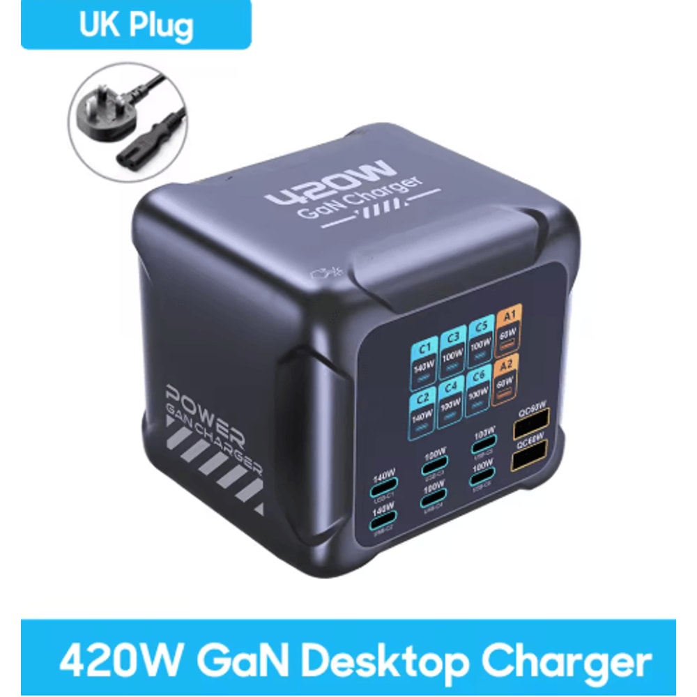 Ubigbuy 300W GaN 6 Port USBC Charging Station With PD 100W And Digital Display 3