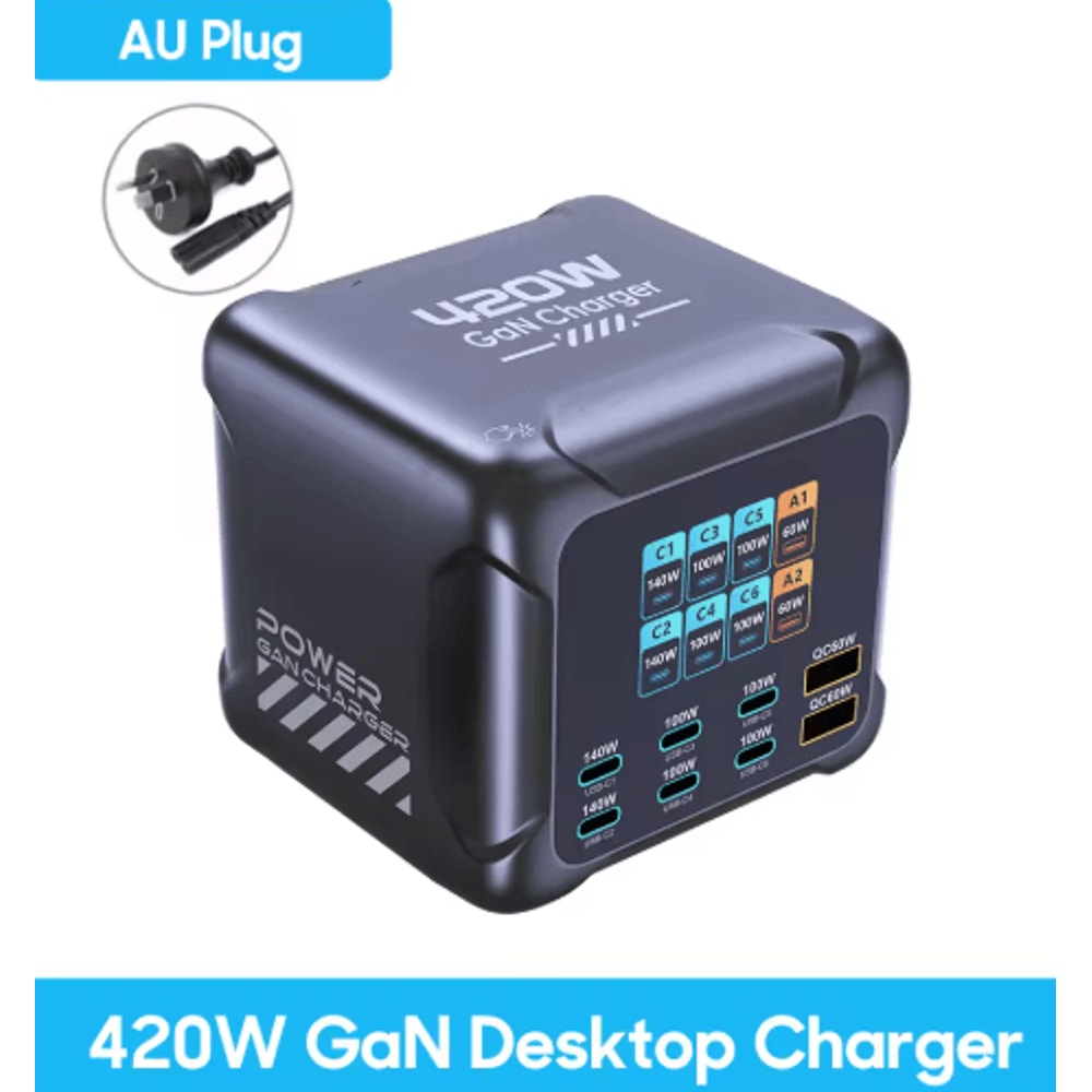 Ubigbuy 300W GaN 6 Port USBC Charging Station With PD 100W And Digital Display 4