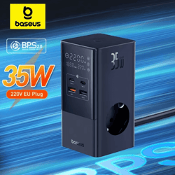 baseus 35w 7 in 1 desktop charging station with 1200j surge protector and digital display