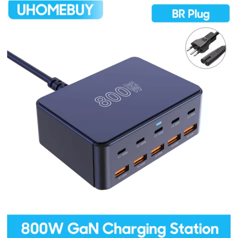 800W GaN USBC Multiport Charging Station With 100W PD Fast Charging 1