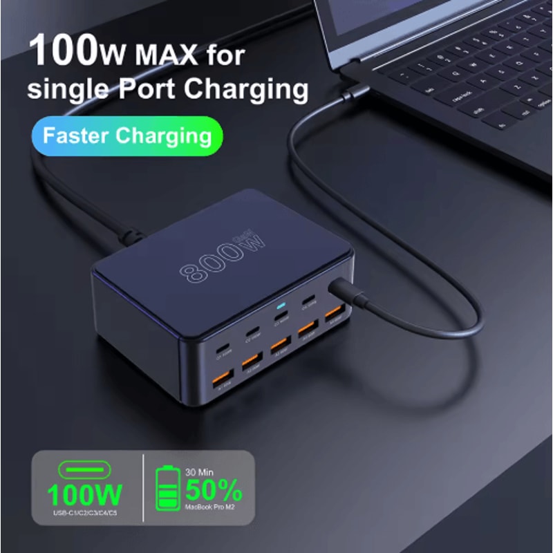 800W GaN USBC Multiport Charging Station With 100W PD Fast Charging 16