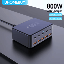 800w gan usb-c multiport charging station with 100w pd fast charging
