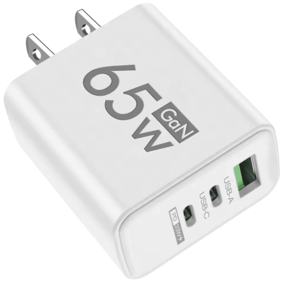 65W GaN 3 Port Fast Wall Charger With PD USBC And Quick Charge 30 1