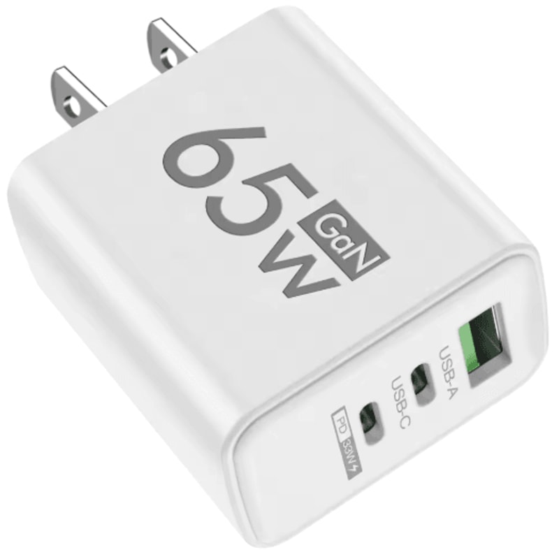65W GaN 3 Port Fast Wall Charger With PD USBC And Quick Charge 30 1