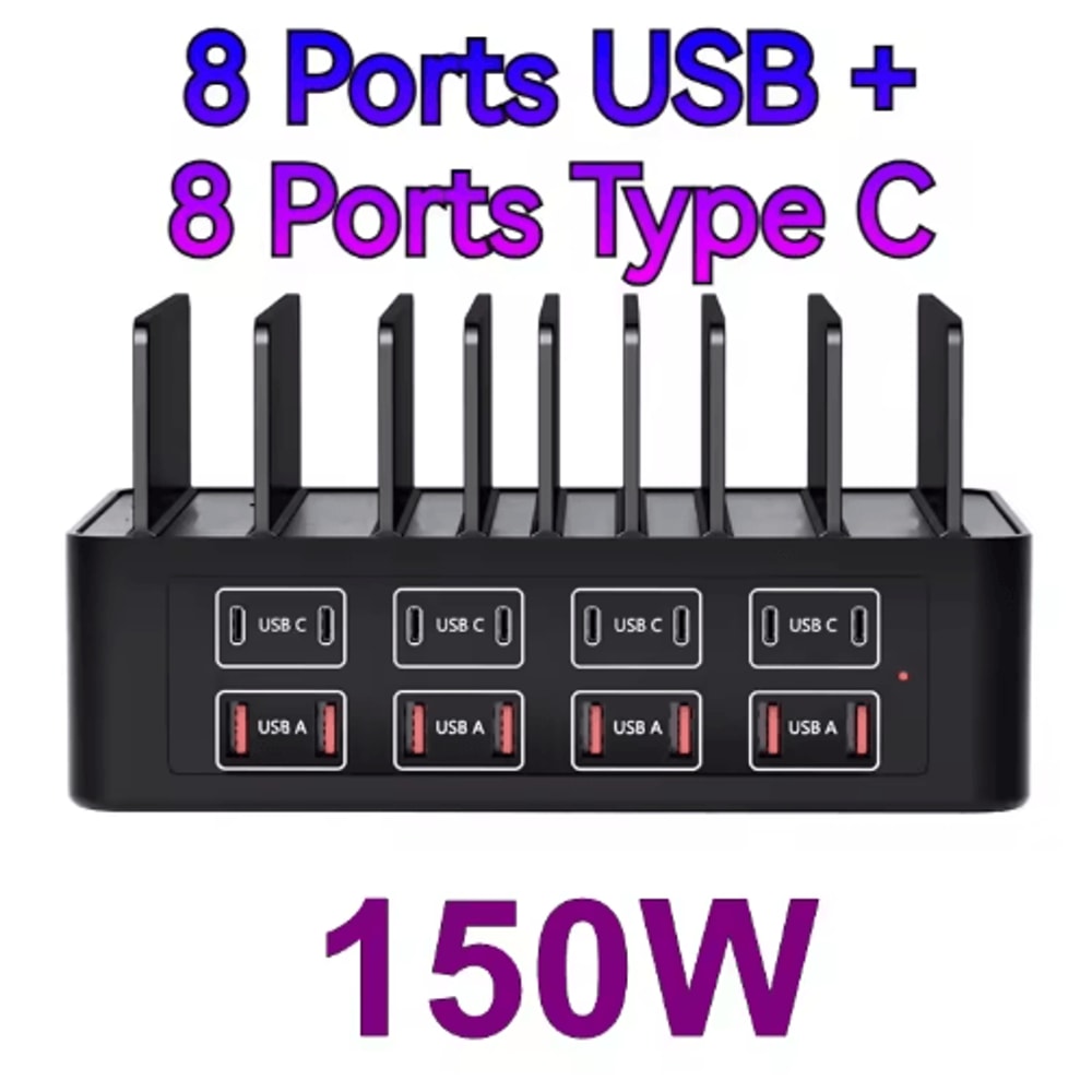 150W 16 Port USBC Fast Charging Station Stand For Phones And Tablets 1