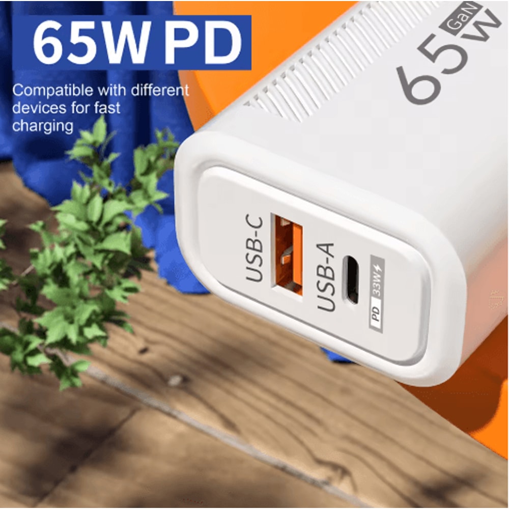 65W GaN PD USBC Fast Charger With Quick Charge 30 6