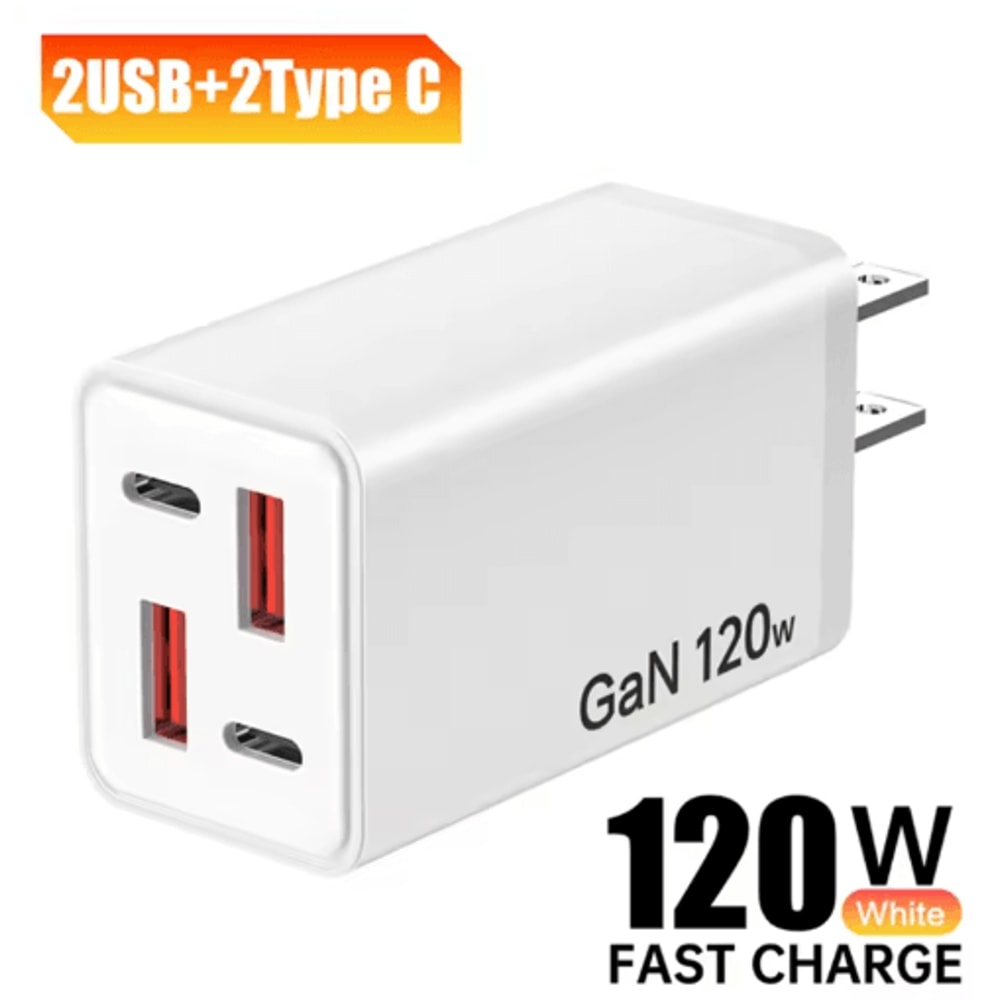 120W 4 Port USBC Fast Wall Charger With Data Cable 5