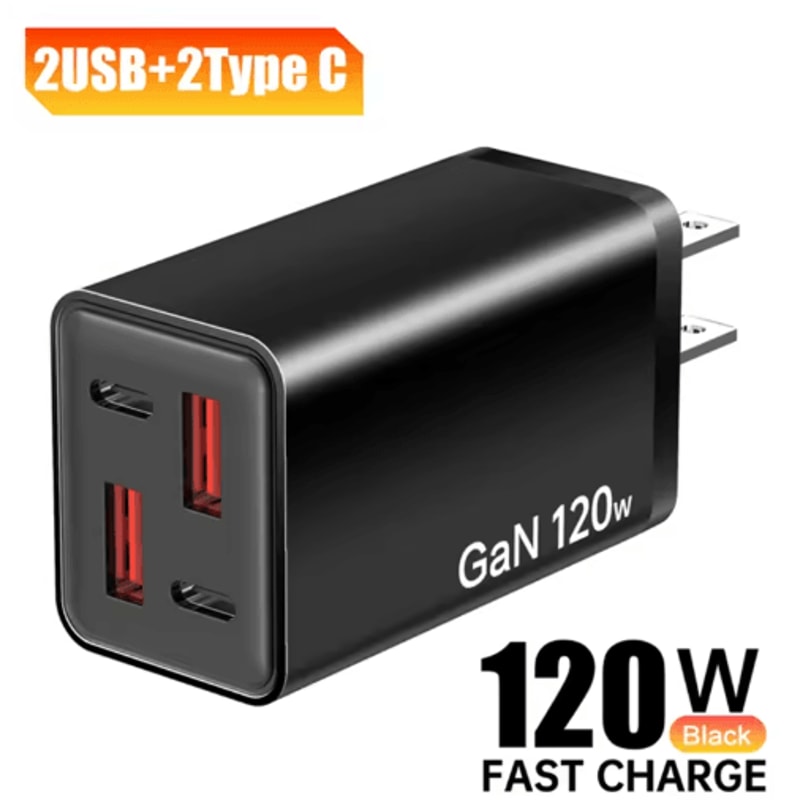 120W 4 Port USBC Fast Wall Charger With Data Cable 6