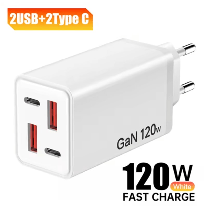 120W 4 Port USBC Fast Wall Charger With Data Cable 8