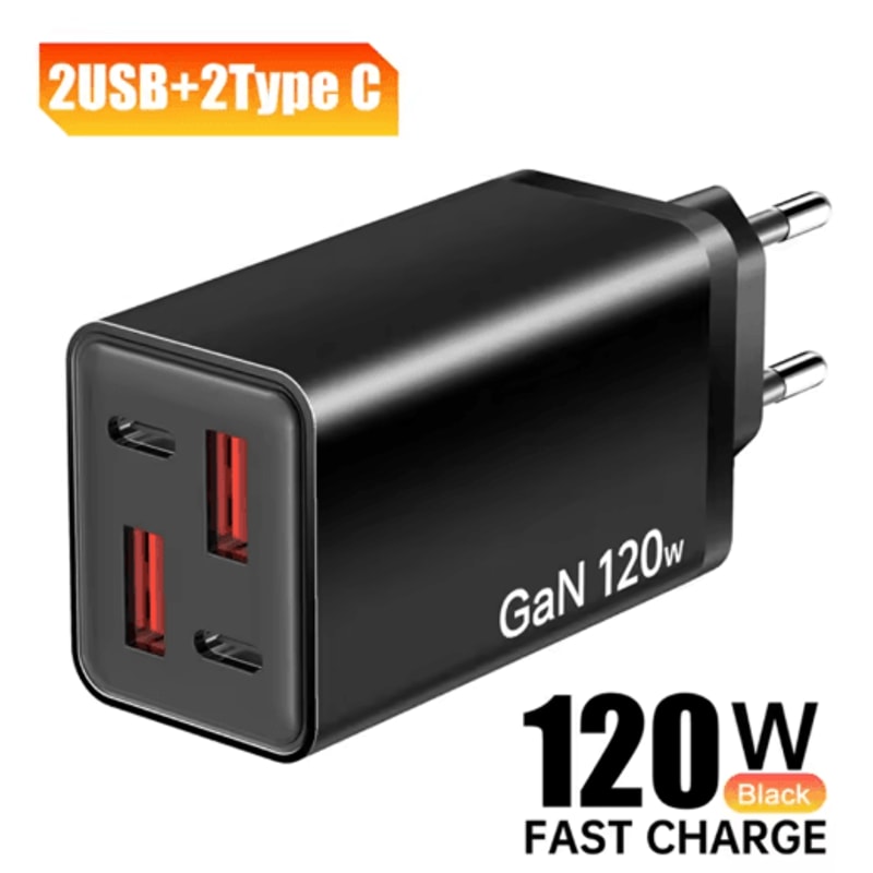 120W 4 Port USBC Fast Wall Charger With Data Cable 9