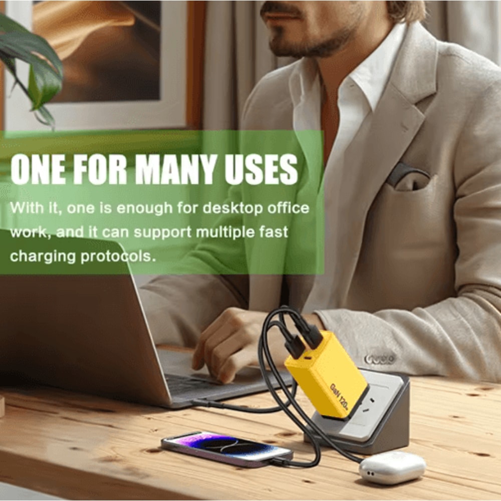 120W 4 Port USBC Fast Wall Charger With Data Cable 14