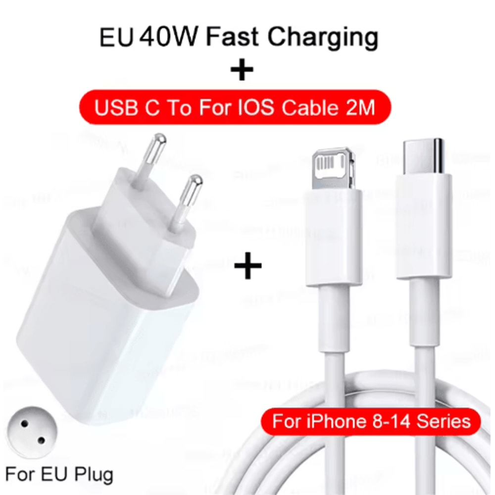 40W PD USB C Fast Charger With Type C Cable For IPhone And IPad 1