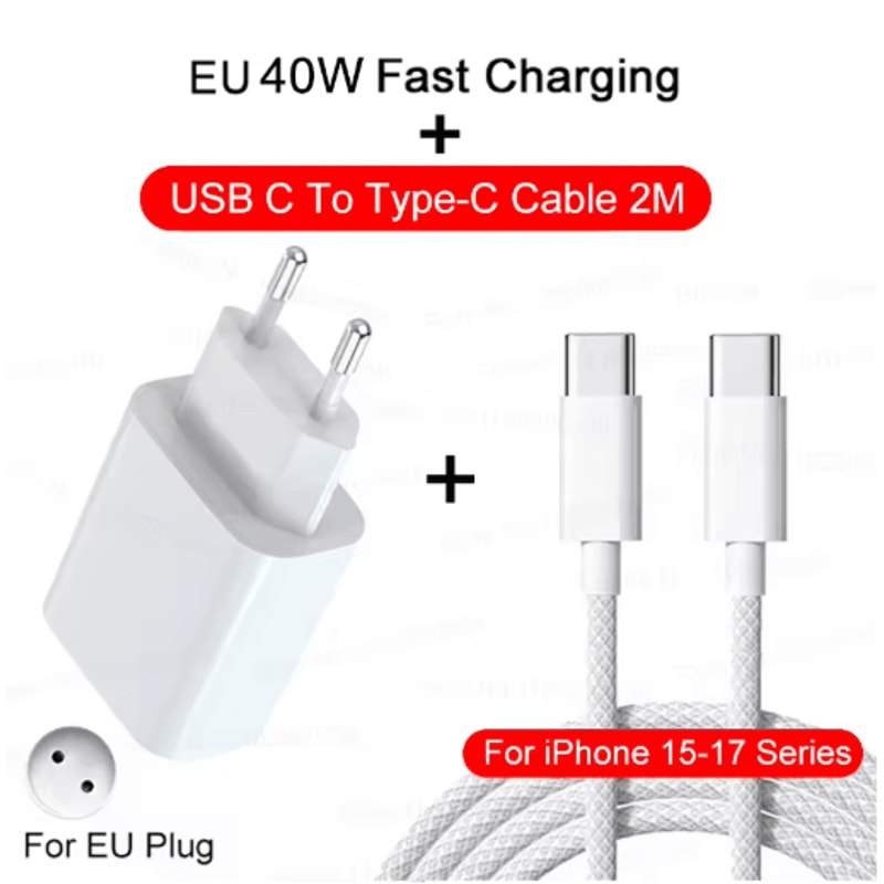 40W PD USB C Fast Charger With Type C Cable For IPhone And IPad 3
