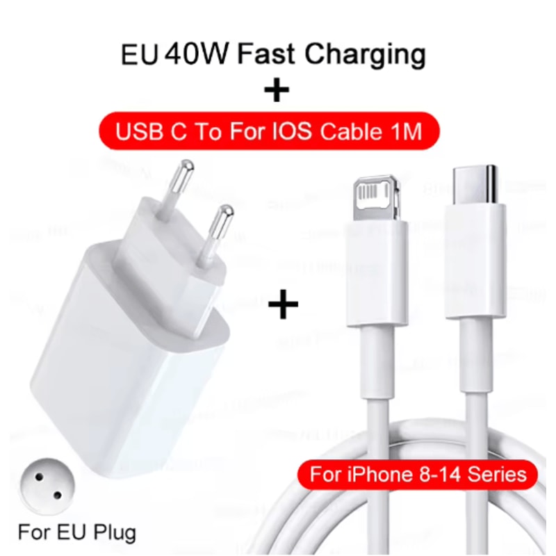 40W PD USB C Fast Charger With Type C Cable For IPhone And IPad 11