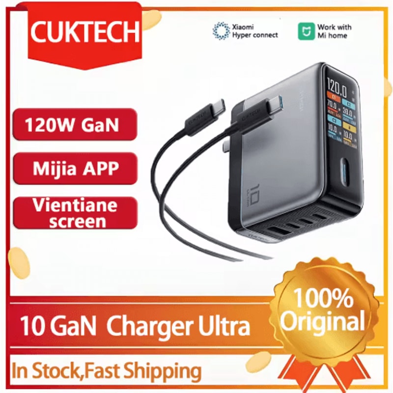CUKTECH 10 Ultra 120W GaN Multi Port Fast Charger With Smart Screen 1