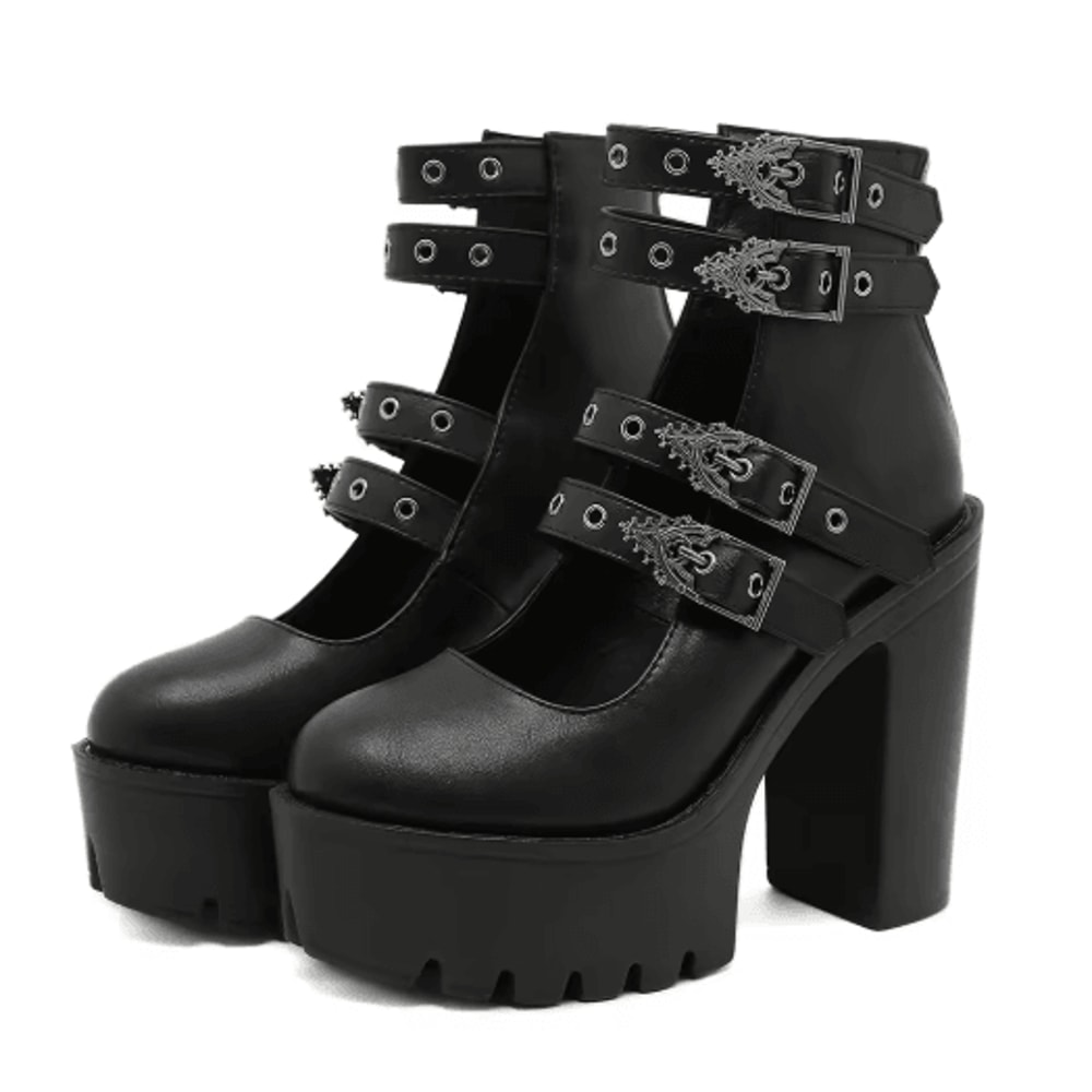 Gdgydh Goth Platform Mary Jane Block Heel Pumps With Buckle Strap 1