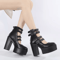Gdgydh Goth Platform Mary Jane Block Heel Pumps With Buckle Strap 6