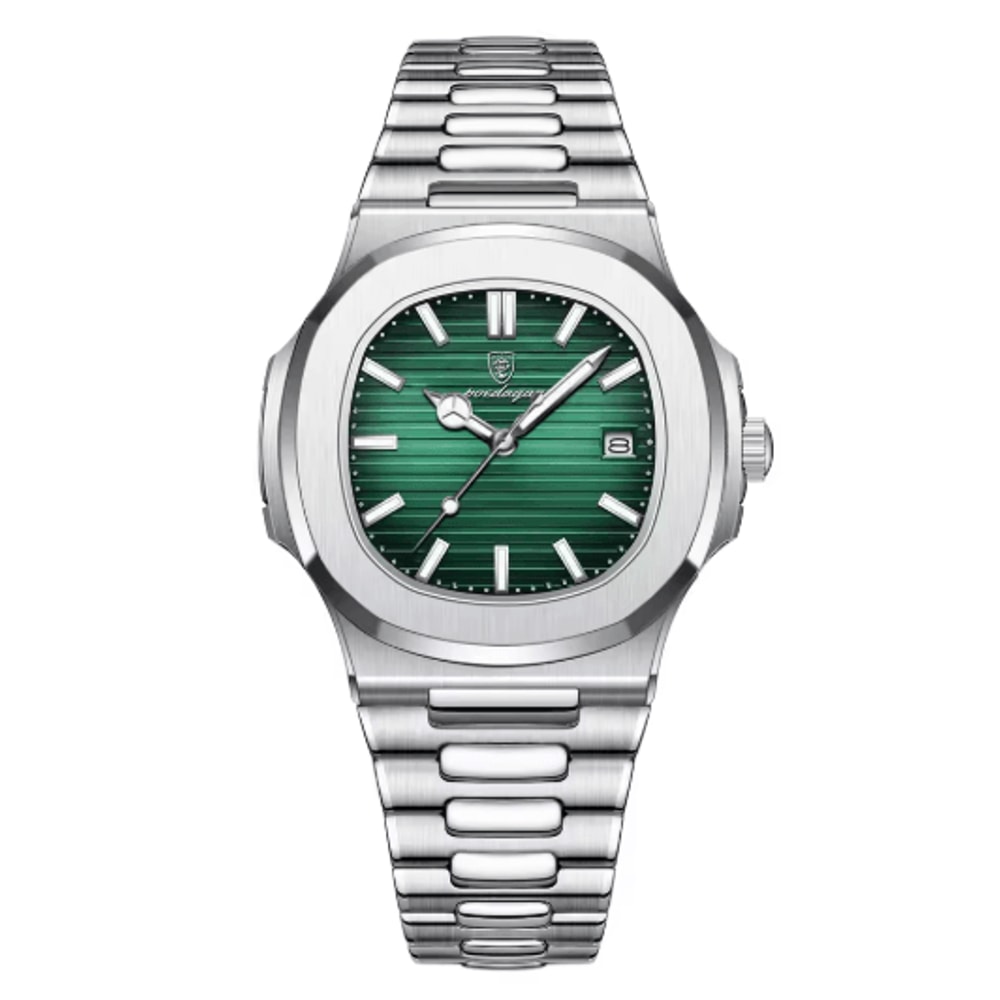 POEDAGAR Luxury Square Stainless Steel Quartz Watch For Men 1