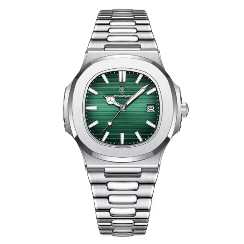 POEDAGAR Luxury Square Stainless Steel Quartz Watch For Men 1