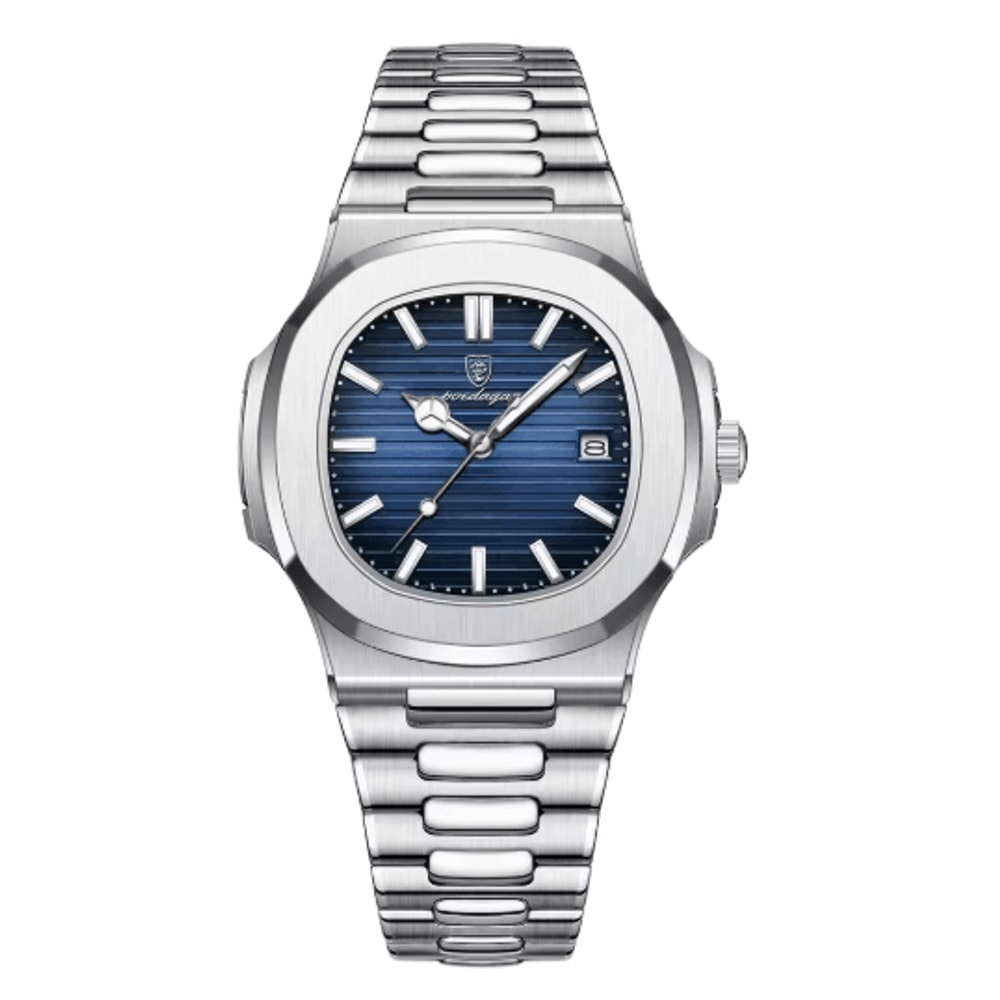 POEDAGAR Luxury Square Stainless Steel Quartz Watch For Men 2