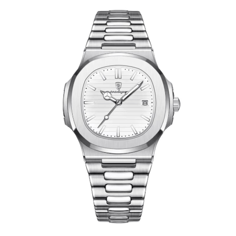 POEDAGAR Luxury Square Stainless Steel Quartz Watch For Men 3