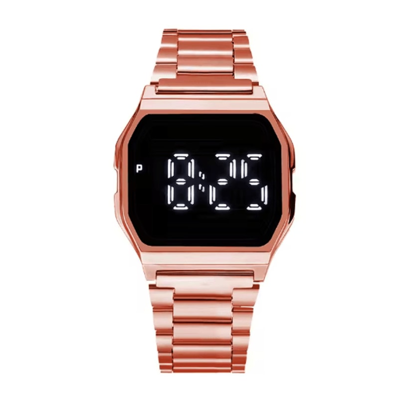 Luxury Gold Silver Retro LED Digital Sports Watch With Steel Band 1