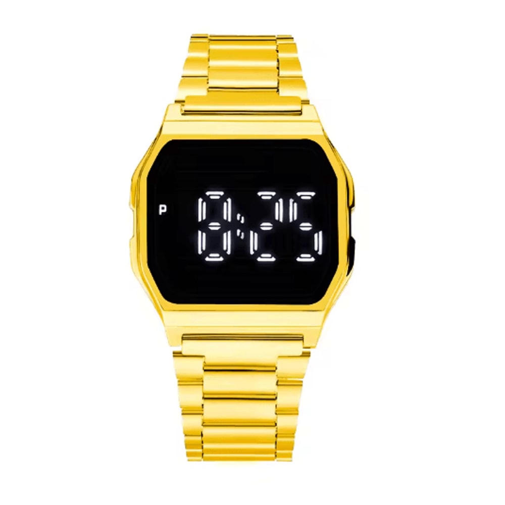 Luxury Gold Silver Retro LED Digital Sports Watch With Steel Band 3