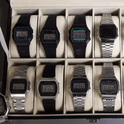 luxury gold silver retro led digital sports watch with steel band