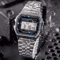 Luxury Gold Silver Retro LED Digital Sports Watch With Steel Band 12