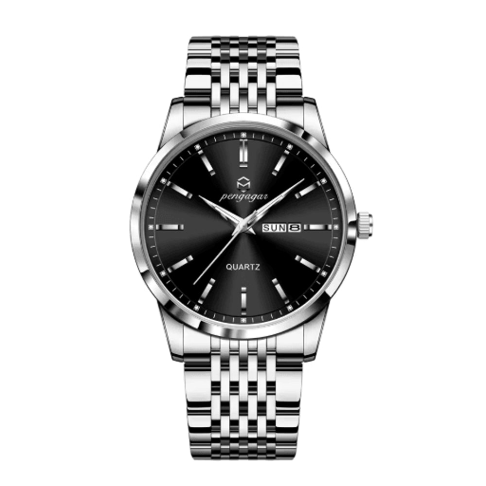 PENGAGAR Luxury Stainless Steel Quartz Watch For Men With Date And Week 2
