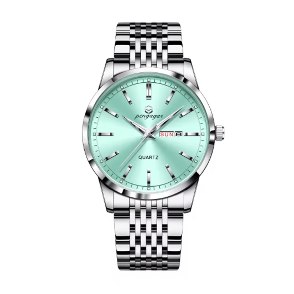 PENGAGAR Luxury Stainless Steel Quartz Watch For Men With Date And Week 3