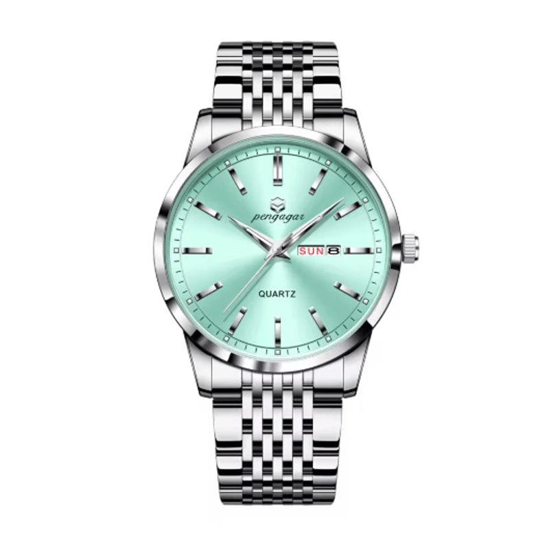 PENGAGAR Luxury Stainless Steel Quartz Watch For Men With Date And Week 3