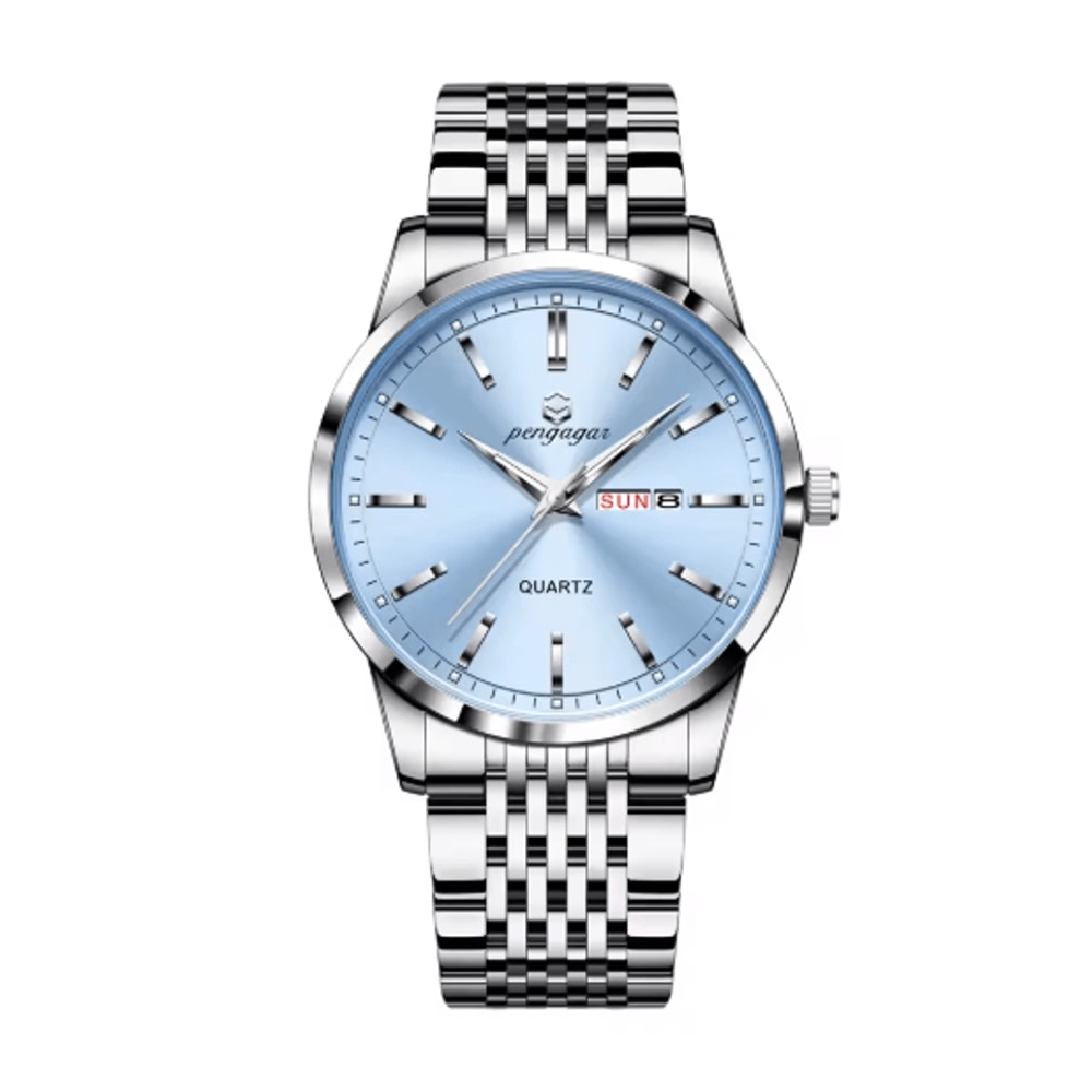 PENGAGAR Luxury Stainless Steel Quartz Watch For Men With Date And Week 4