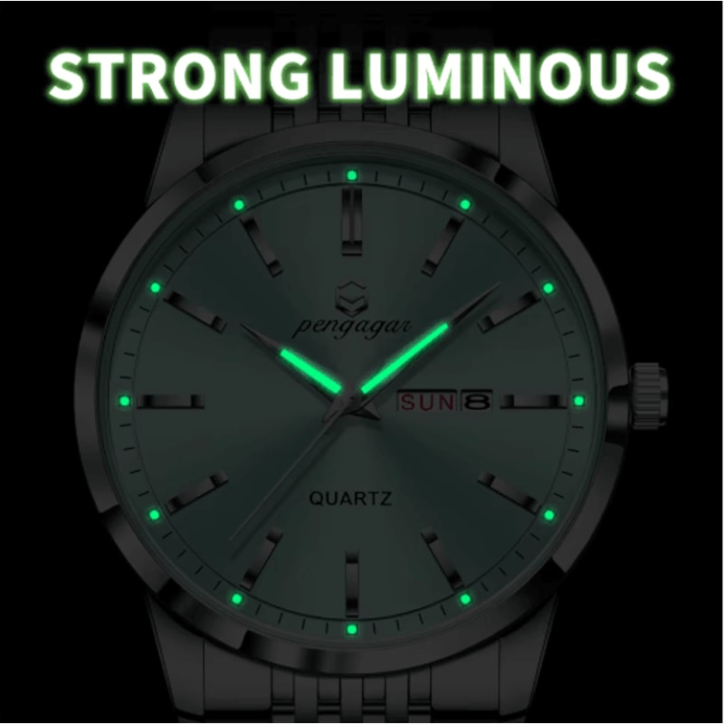 PENGAGAR Luxury Stainless Steel Quartz Watch For Men With Date And Week 6