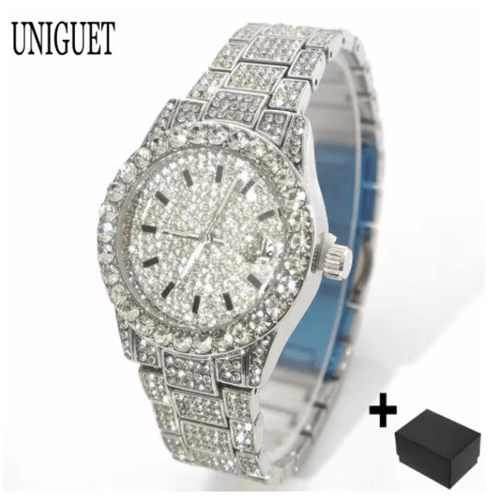 2025 Luxury Gold Iced Diamond Quartz Watch For Women 1