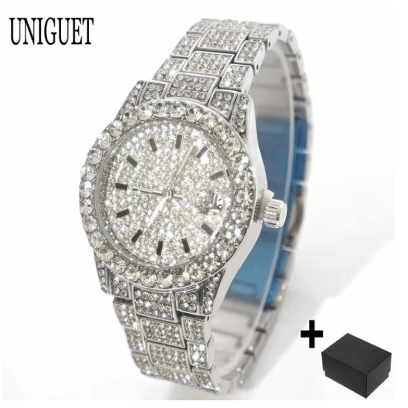 2025 Luxury Gold Iced Diamond Quartz Watch For Women 1