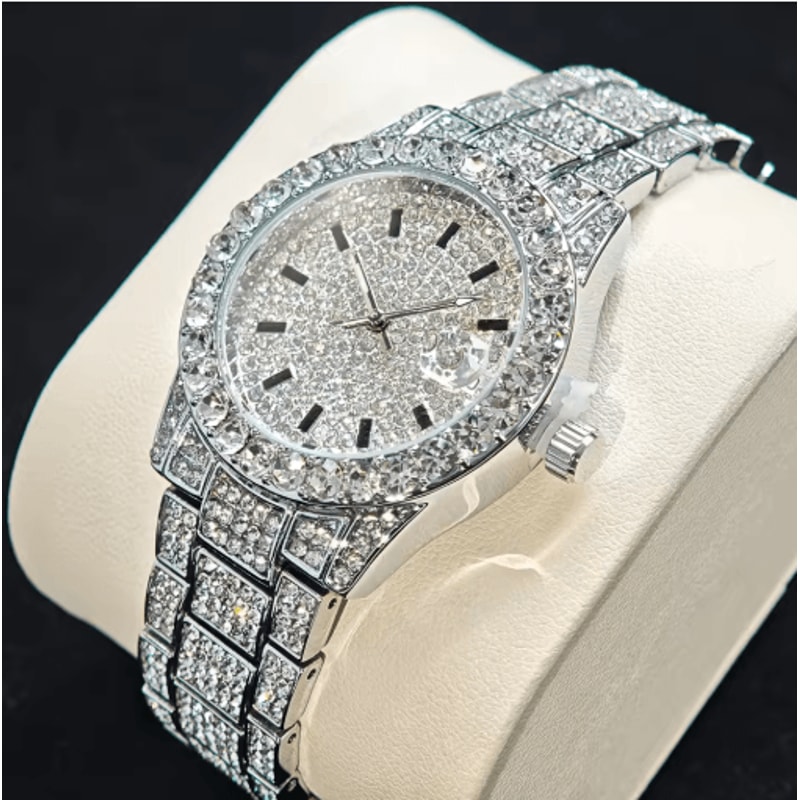 2025 Luxury Gold Iced Diamond Quartz Watch For Women 3