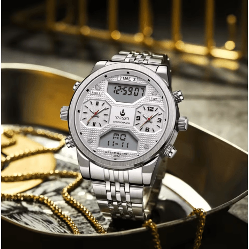 YATSSO Luxury Chronograph 5ATM Stainless Steel Sports Watch For Men 3