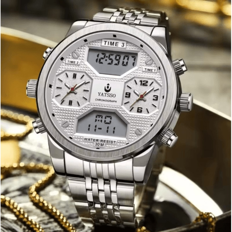YATSSO Luxury Chronograph 5ATM Stainless Steel Sports Watch For Men 5