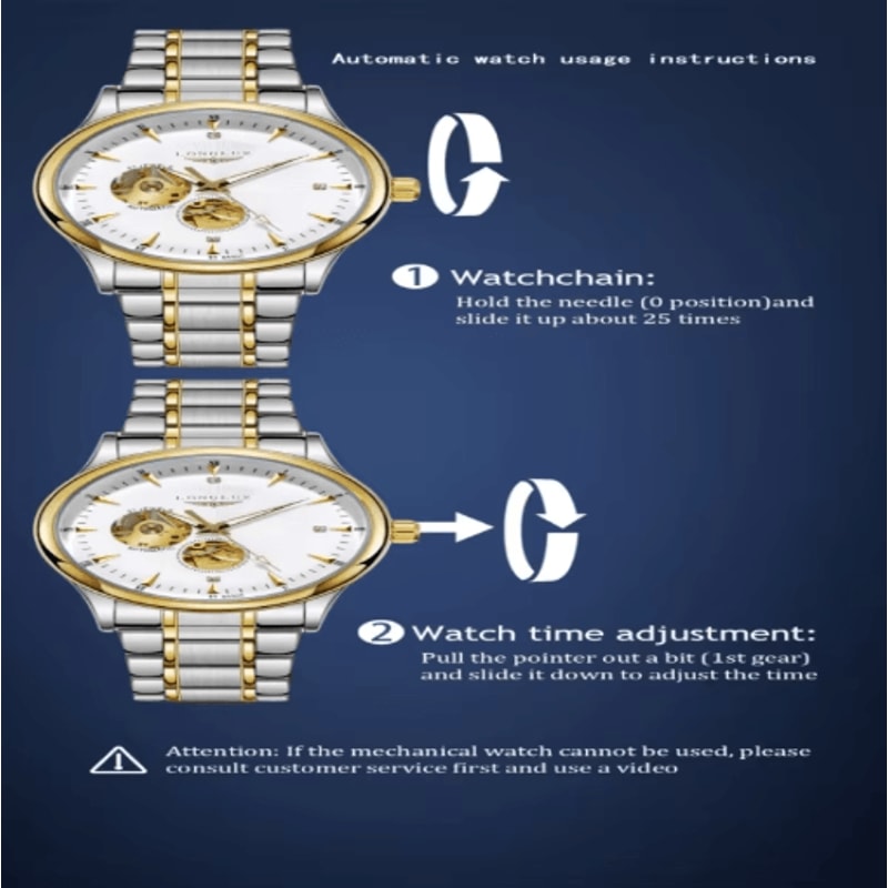 LONGLUX Automatic Skeleton Stainless Steel Luxury Watch For Men 4