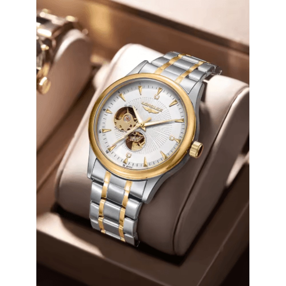 LONGLUX Automatic Skeleton Stainless Steel Luxury Watch For Men 0