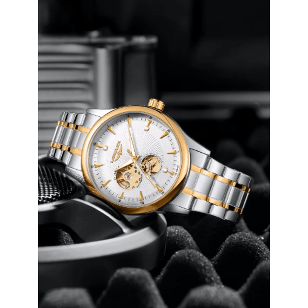 LONGLUX Automatic Skeleton Stainless Steel Luxury Watch For Men 8