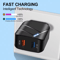 28W Dual USB QC30 Fast Charger With LED Light EU Plug 5